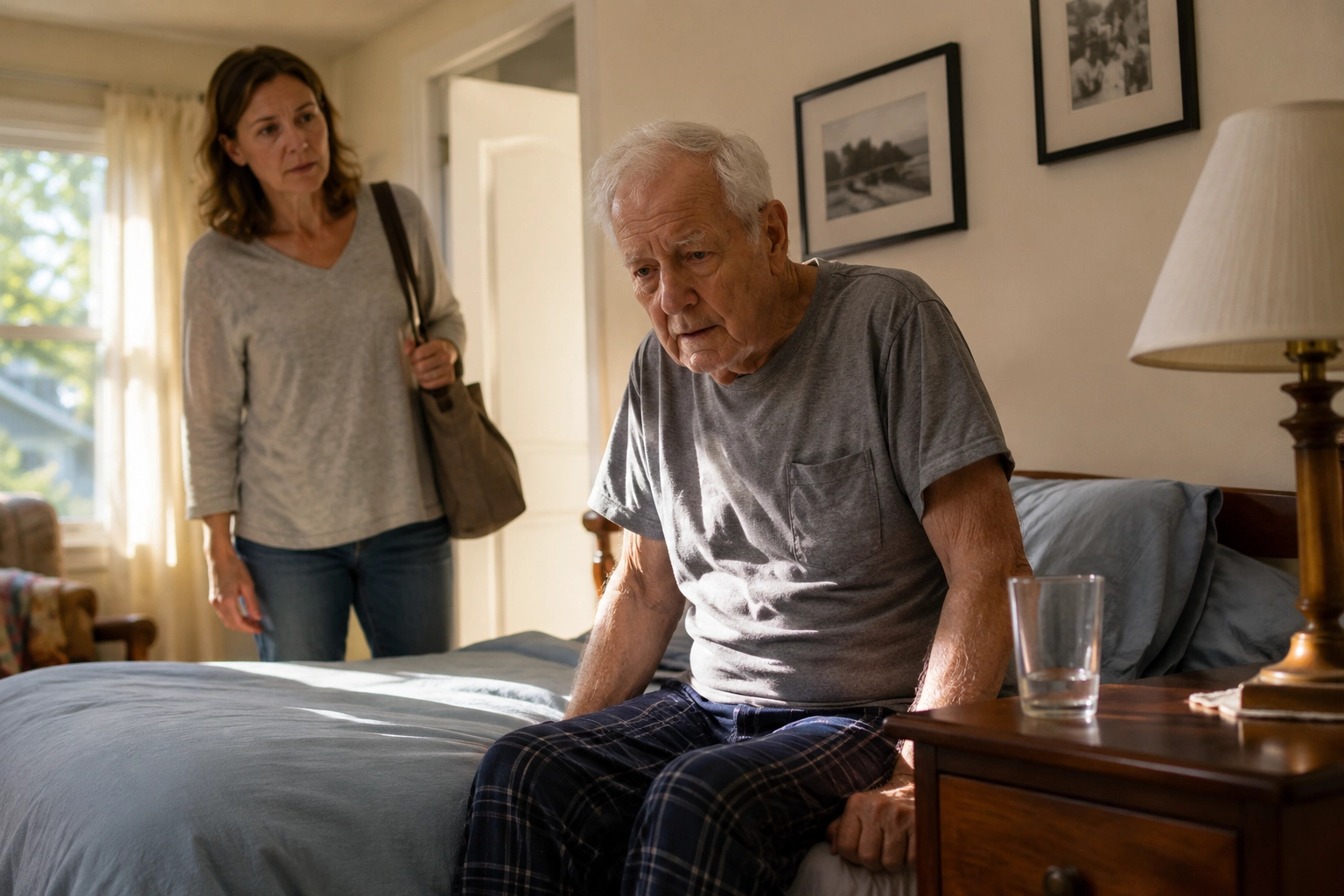 daughter visit elderly dad in Calgary